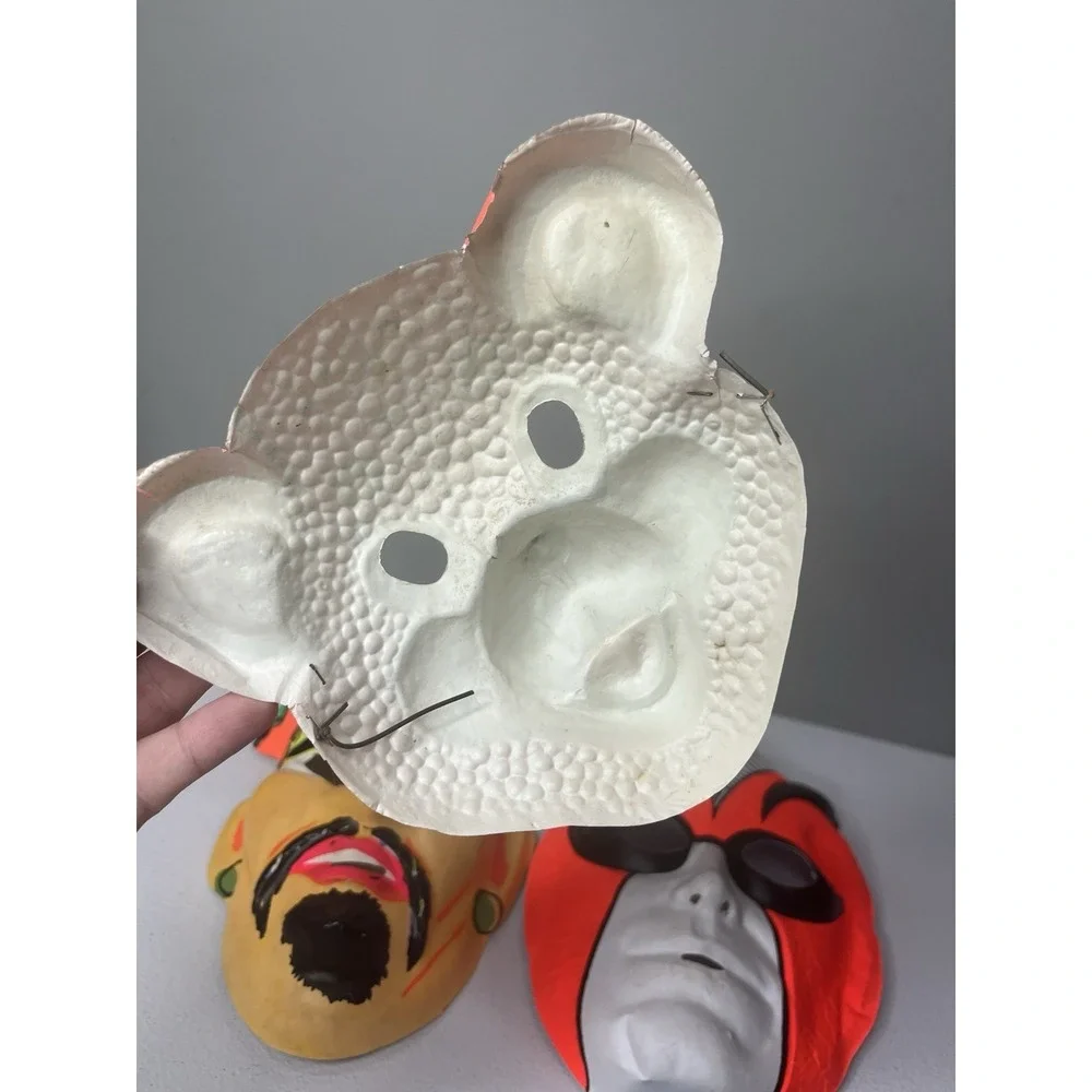 Vtg Halloween Mask Lot Cat, Tiger, Steve Miller, Asian